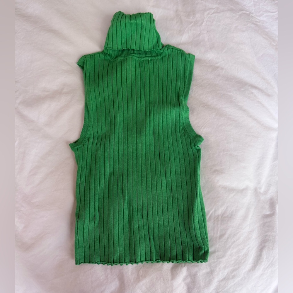 Zara Emerald Ribbed Sleeveless Top